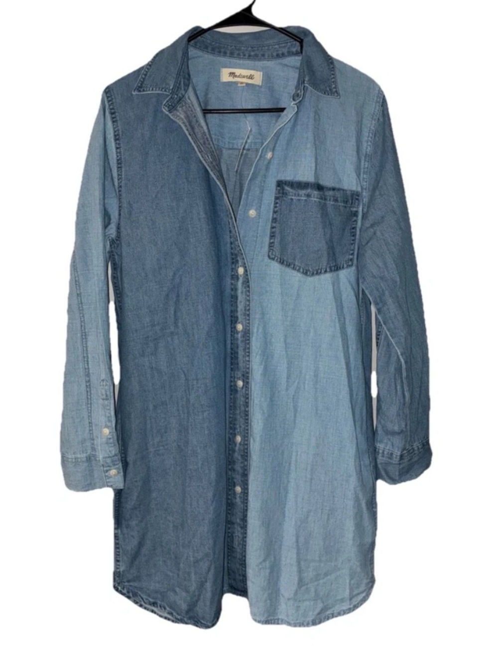 Madewell Chambray Shirt Dress Tunic Colorblock Denim Button Up NWT Small